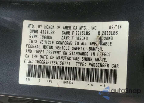 2014 Honda Accord Sport z USA, uszkodzony, nr VIN 1HGCR2F59EA156171